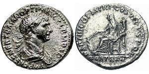1 Денарій Римська імперія (27BC-395) Срібло Траян (53-117)