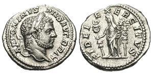 1 Денарій Римська імперія (27BC-395) Срібло Каракалла (188-217)