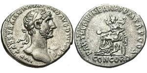 1 Денарій Римська імперія (27BC-395) Срібло Адріан (76 - 138) 