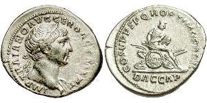 1 Денарій Римська імперія (27BC-395) Срібло Траян (53-117)