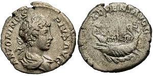 1 Денарій Римська імперія (27BC-395) Срібло Каракалла (188-217)
