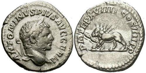 1 Денарій Римська імперія (27BC-395) Срібло Каракалла (188-217)