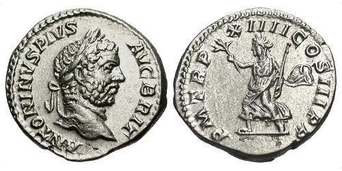 1 Денарій Римська імперія (27BC-395) Срібло Каракалла (188-217)