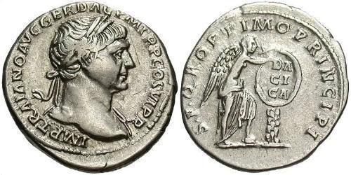 1 Денарій Римська імперія (27BC-395) Срібло Траян (53-117)