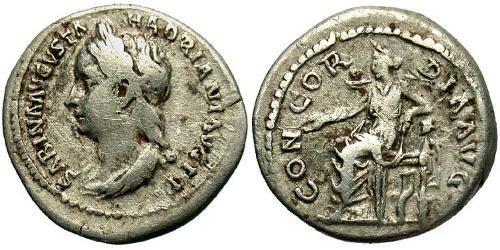 1 Денарій Римська імперія (27BC-395) Срібло Вібія Сабіна (83-137)