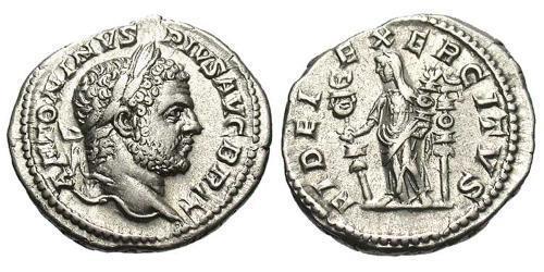 1 Денарій Римська імперія (27BC-395) Срібло Каракалла (188-217)