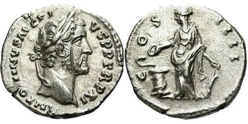1 Денарій Римська імперія (27BC-395) Срібло Антоній Пій  (86-161)
