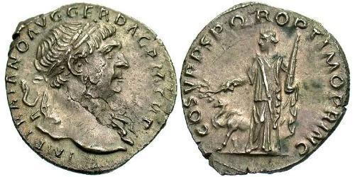 1 Денарій Римська імперія (27BC-395) Срібло Траян (53-117)