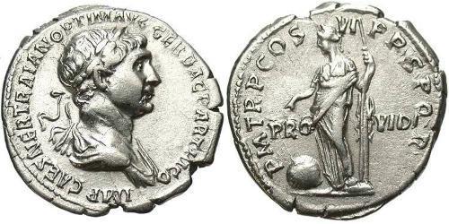 1 Денарій Римська імперія (27BC-395) Срібло Траян (53-117)