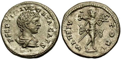 1 Денарій Римська імперія (27BC-395) Срібло Гета  (189-211)