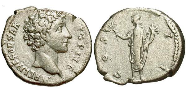 1 Денарій Римська імперія (27BC-395) Срібло Марк Аврелій (121-180)