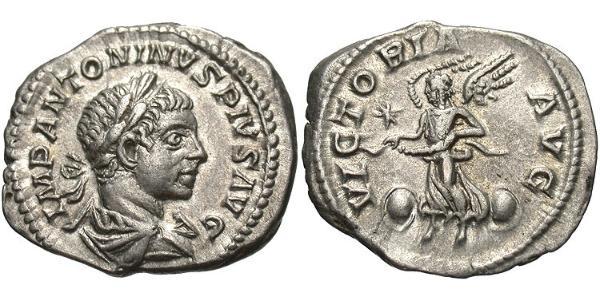 1 Денарій Римська імперія (27BC-395) Срібло Геліогабал (203-222)
