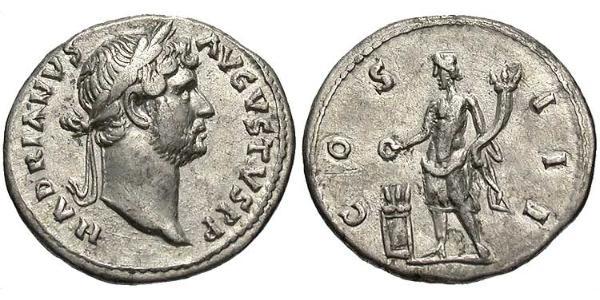 1 Денарій Римська імперія (27BC-395) Срібло Адріан (76 - 138) 