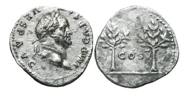 1 Денарій Римська імперія (27BC-395) Срібло Веспасіан (9-79)