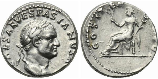 1 Денарій Римська імперія (27BC-395) Срібло Веспасіан (9-79)