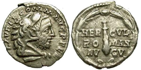 1 Денарій Римська імперія (27BC-395) Срібло Коммод (161-192)