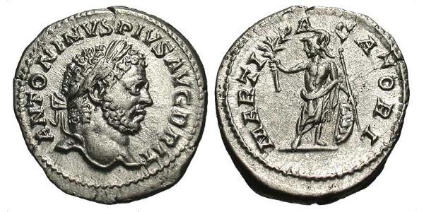 1 Денарій Римська імперія (27BC-395) Срібло Каракалла (188-217)