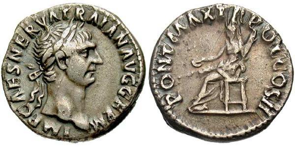 1 Денарій Римська імперія (27BC-395) Срібло Траян (53-117)