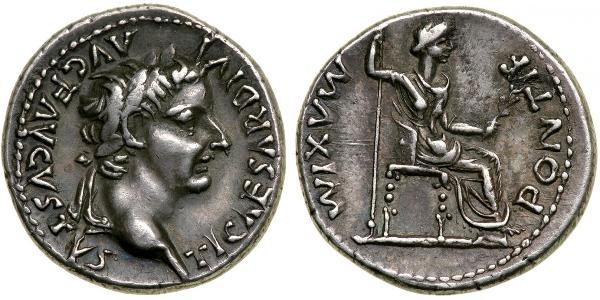 1 Денарій Римська імперія (27BC-395) Срібло Тиберій Клавдій Нерон (42 BC-37)