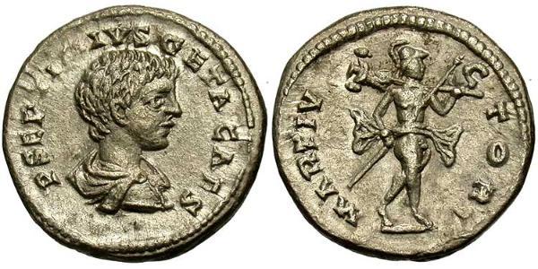 1 Денарій Римська імперія (27BC-395) Срібло Гета  (189-211)