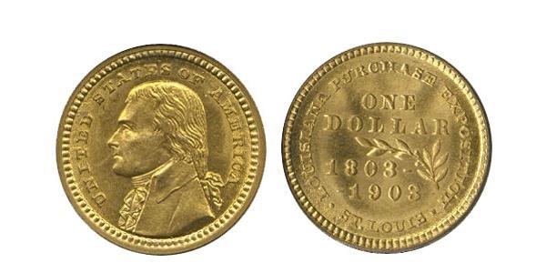 1 Долар США (1776 - ) Золото Томас Джефферсон (1743-1826)