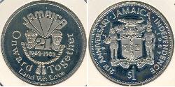 1 Долар Ямайка (1962 - ) Нікель/Мідь 