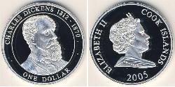 1 Долар Острова Кука Срібло Charles John Huffam Dickens (1812 - 1870) / Єлизавета II (1926-2022)