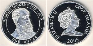 1 Долар Острова Кука Срібло Charles John Huffam Dickens (1812 - 1870) / Єлизавета II (1926-2022)