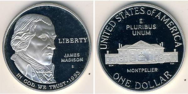 1 Долар США (1776 - ) Срібло Джеймс Медісон (1751 - 1836)
