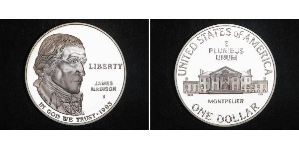 1 Долар США (1776 - ) Срібло Джеймс Медісон (1751 - 1836)
