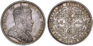 1 Долар Стрейтс-Сетлментс (1826 - 1946) Срібло Едвард VII (1841-1910)
