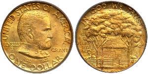 1 Доллар США (1776 - ) Золото Ulysses S. Grant (1822-1885)