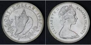 1 Доллар Багамские о-ва Серебро Елизавета II (1926-2022)