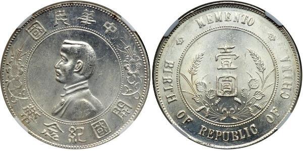 1 Доллар Китайская Народная Республика Серебро 