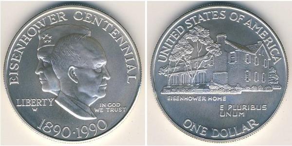 1 Доллар США (1776 - ) Серебро Дуайт Дэвид Эйзенхауэр (1890-1969)