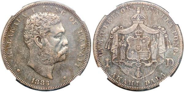 1 Доллар США (1776 - ) Серебро Калакауа