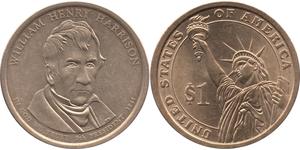 1 Доллар США (1776 - ) Цинк/Медь Гаррисон, Уильям Генри