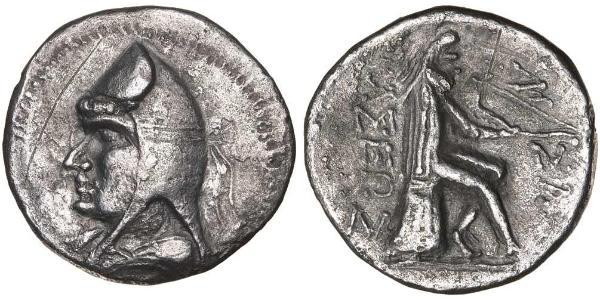 1 Драхма Парфянское царство (247 BC – 224 AD) Серебро Митридат I (царь Парфии) (165-132 BC)