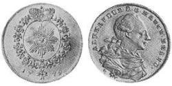 1 Дукат Ансбах (княжество) (1398–1792) Золото Charles Alexander, Margrave of Brandenburg-Ansbach (1736 – 1806)