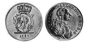 1 Дукат Ансбах (княжество) (1398–1792) Золото Charles Alexander, Margrave of Brandenburg-Ansbach (1736 – 1806)