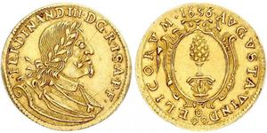 1 Дукат Аугсбург (1276 - 1803) Золото Ferdinand III, Holy Roman Emperor (1608-1657)