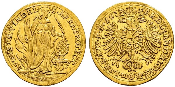 1 Дукат Аугсбург (1276 - 1803) Золото Ferdinand III, Holy Roman Emperor (1608-1657)