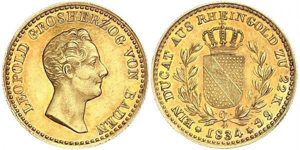 1 Дукат Велике герцогство Баден (1806-1918) Золото Leopold, Grand Duke of Baden (1790 – 1852)