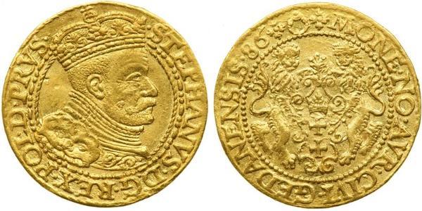 1 Дукат Данциг/Гданьск  (1454-1793) Золото Stephen Báthory (1533-1586)