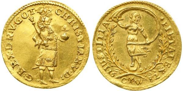 1 Дукат Датско-норвежское королевство (1536-1814) Золото Крістіан V король Данії  (1646 -1699)