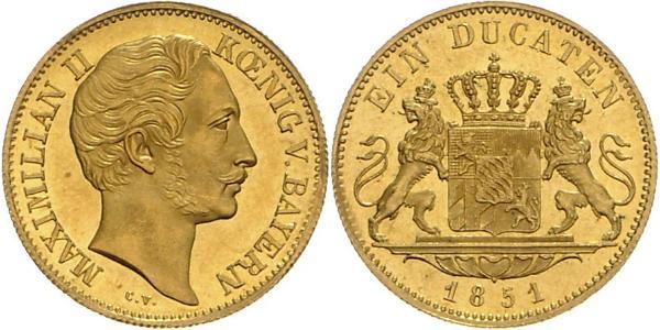 1 Дукат Королівство Баварія (1806 - 1918) Золото Максиміліан II (король Баварії)(1811 - 1864)