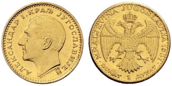 1 Дукат Королівство Югославія (1918-1943) Золото Alexander I of Yugoslavia (1888 - 1934)