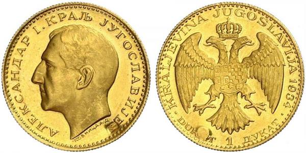 1 Дукат Королівство Югославія (1918-1943) Золото Alexander I of Yugoslavia (1888 - 1934)