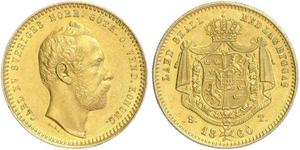 1 Дукат Швеция Золото Карл XV (1826 - 1872)