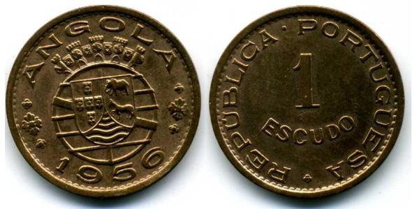 1 Ескудо  Portuguese Angola (1575-1975) / Португалія Бронза 